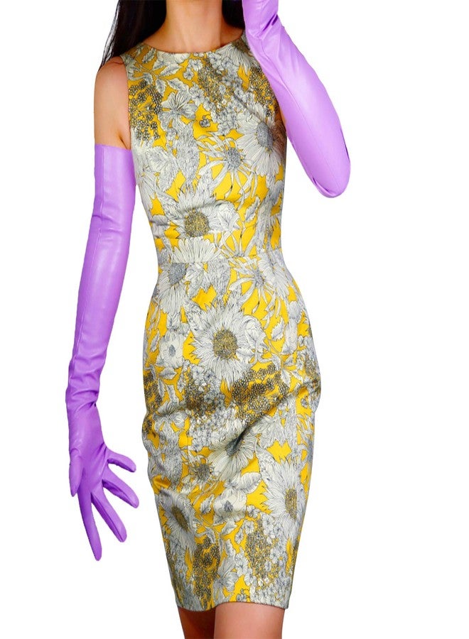 DooWay Super Long Faux Lambskin Leather Gloves for Women Evening Opear Costume Lilac 28 inches - Image 1